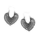 Maxbell Women Retro Bohemian Alloy Hollow Out Hearts Earrings Jewelry Antique Silver