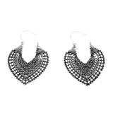 Maxbell Women Retro Bohemian Alloy Hollow Out Hearts Earrings Jewelry Antique Silver