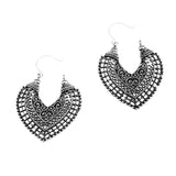 Maxbell Women Retro Bohemian Alloy Hollow Out Hearts Earrings Jewelry Antique Silver