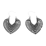 Maxbell Women Retro Bohemian Alloy Hollow Out Hearts Earrings Jewelry Antique Silver