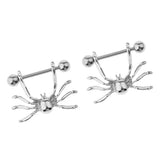 Maxbell 1 Pair Halloween Punk Sexy Spider Stainless Steel Nipple Bar Ring Shield