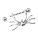 Maxbell 1 Pair Halloween Punk Sexy Spider Stainless Steel Nipple Bar Ring Shield