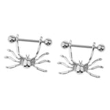 Maxbell 1 Pair Halloween Punk Sexy Spider Stainless Steel Nipple Bar Ring Shield