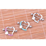 Maxbell 1 Pair Stainless Steel Heart Shaped Nipple Shields Rings Barbell Ring White
