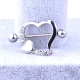 Maxbell 1 Pair Stainless Steel Heart Shaped Nipple Shields Rings Barbell Ring White