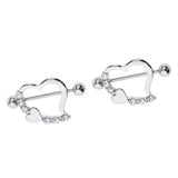 Maxbell 1 Pair Stainless Steel Heart Shaped Nipple Shields Rings Barbell Ring White