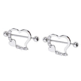 Maxbell 1 Pair Stainless Steel Heart Shaped Nipple Shields Rings Barbell Ring White