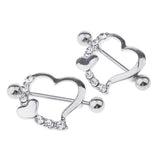 Maxbell 1 Pair Stainless Steel Heart Shaped Nipple Shields Rings Barbell Ring White