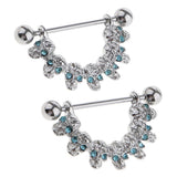 Maxbell 1 Pair Half Circle Skull Head Cluster Dangle Nipple Mamilo Ring Blue