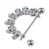 Maxbell 1 Pair Half Circle Skull Head Cluster Dangle Nipple Mamilo Ring Blue