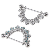Maxbell 1 Pair Half Circle Skull Head Cluster Dangle Nipple Mamilo Ring Blue