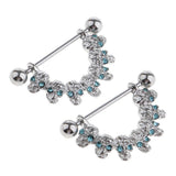 Maxbell 1 Pair Half Circle Skull Head Cluster Dangle Nipple Mamilo Ring Blue