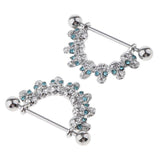 Maxbell 1 Pair Half Circle Skull Head Cluster Dangle Nipple Mamilo Ring Blue