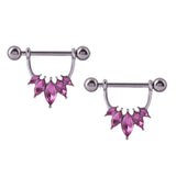 Maxbell 1 Pair Half Circle Pink Crystal Flower Nipple Ring Mamilo Nipple Piercing