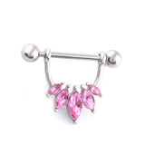 Maxbell 1 Pair Half Circle Pink Crystal Flower Nipple Ring Mamilo Nipple Piercing