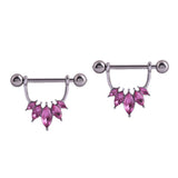 Maxbell 1 Pair Half Circle Pink Crystal Flower Nipple Ring Mamilo Nipple Piercing