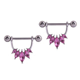 Maxbell 1 Pair Half Circle Pink Crystal Flower Nipple Ring Mamilo Nipple Piercing