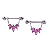 Maxbell 1 Pair Half Circle Pink Crystal Flower Nipple Ring Mamilo Nipple Piercing