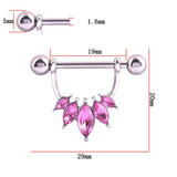 Maxbell 1 Pair Half Circle Pink Crystal Flower Nipple Ring Mamilo Nipple Piercing