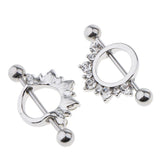 Maxbell 1 Pair Circle Loop with Rhinestone Dangle Barbell Nipple Mamilo Ring White