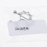 Maxbell 1 Pair Circle Loop with Rhinestone Dangle Barbell Nipple Mamilo Ring White