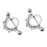 Maxbell 1 Pair Circle Loop with Rhinestone Dangle Barbell Nipple Mamilo Ring White