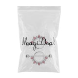 Maxbell 1 Pair Circle Loop with Rhinestone Dangle Barbell Nipple Mamilo Ring Pink