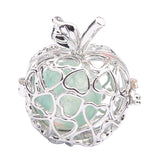 Max Fruit Apple Shape Bead Cage Locket Pendant DIY Necklace Bracelet Green