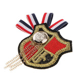 Maxbell Trendy Navy British Style Alloy Fabric Corsage Badges Brooch Pins Accessory