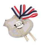 Maxbell Trendy Navy British Style Alloy Fabric Corsage Badges Brooch Pins Accessory