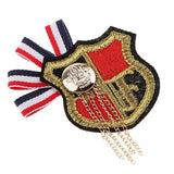 Maxbell Trendy Navy British Style Alloy Fabric Corsage Badges Brooch Pins Accessory