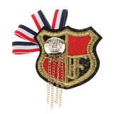 Maxbell Trendy Navy British Style Alloy Fabric Corsage Badges Brooch Pins Accessory