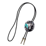 Men Women Bolo Tie Western Cowboy Rodeo PU Leather Necklace Cool Gift Black