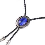 Vintage Western Cowboy Mens Bolo Tie Pendant Necklace Jewelry Blue