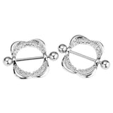 Maxbell 1 Pair Rhinestone Square Geometric Shield NippleRing Mamilo Jewerlry 14g