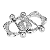 Maxbell 1 Pair Rhinestone Square Geometric Shield NippleRing Mamilo Jewerlry 14g