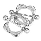 Maxbell 1 Pair Rhinestone Square Geometric Shield NippleRing Mamilo Jewerlry 14g