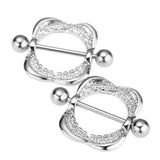 Maxbell 1 Pair Rhinestone Square Geometric Shield NippleRing Mamilo Jewerlry 14g
