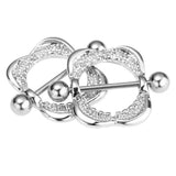 Maxbell 1 Pair Rhinestone Square Geometric Shield NippleRing Mamilo Jewerlry 14g