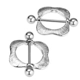 Maxbell 1 Pair Rhinestone Square Geometric Shield NippleRing Mamilo Jewerlry 14g