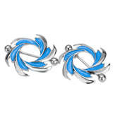 Maxbell 1 Pair Stainless Steel Enamel Blue Shield Straight Barbell NippleRing 14g