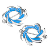 Maxbell 1 Pair Stainless Steel Enamel Blue Shield Straight Barbell NippleRing 14g