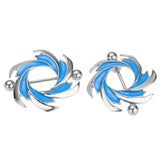 Maxbell 1 Pair Stainless Steel Enamel Blue Shield Straight Barbell NippleRing 14g