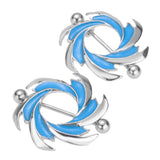 Maxbell 1 Pair Stainless Steel Enamel Blue Shield Straight Barbell NippleRing 14g