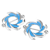 Maxbell 1 Pair Stainless Steel Enamel Blue Shield Straight Barbell NippleRing 14g