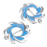 Maxbell 1 Pair Stainless Steel Enamel Blue Shield Straight Barbell NippleRing 14g