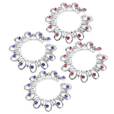 Maxbell 1 Pair Hollow Rhinestone Stainless Steel Floral Clip On Mamilo Ring Blue