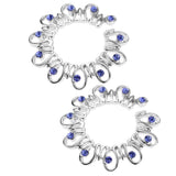 Maxbell 1 Pair Hollow Rhinestone Stainless Steel Floral Clip On Mamilo Ring Blue