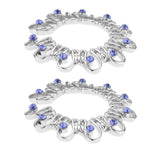 Maxbell 1 Pair Hollow Rhinestone Stainless Steel Floral Clip On Mamilo Ring Blue