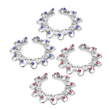 Maxbell 1 Pair Hollow Rhinestone Stainless Steel Floral Clip On Mamilo Ring Blue